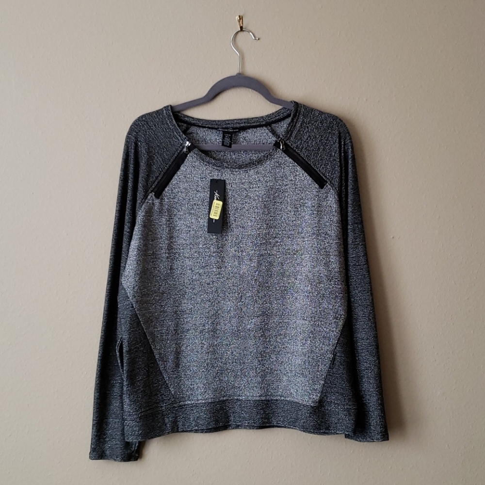 Kenneth Cole large, metallic silver, long sleeve